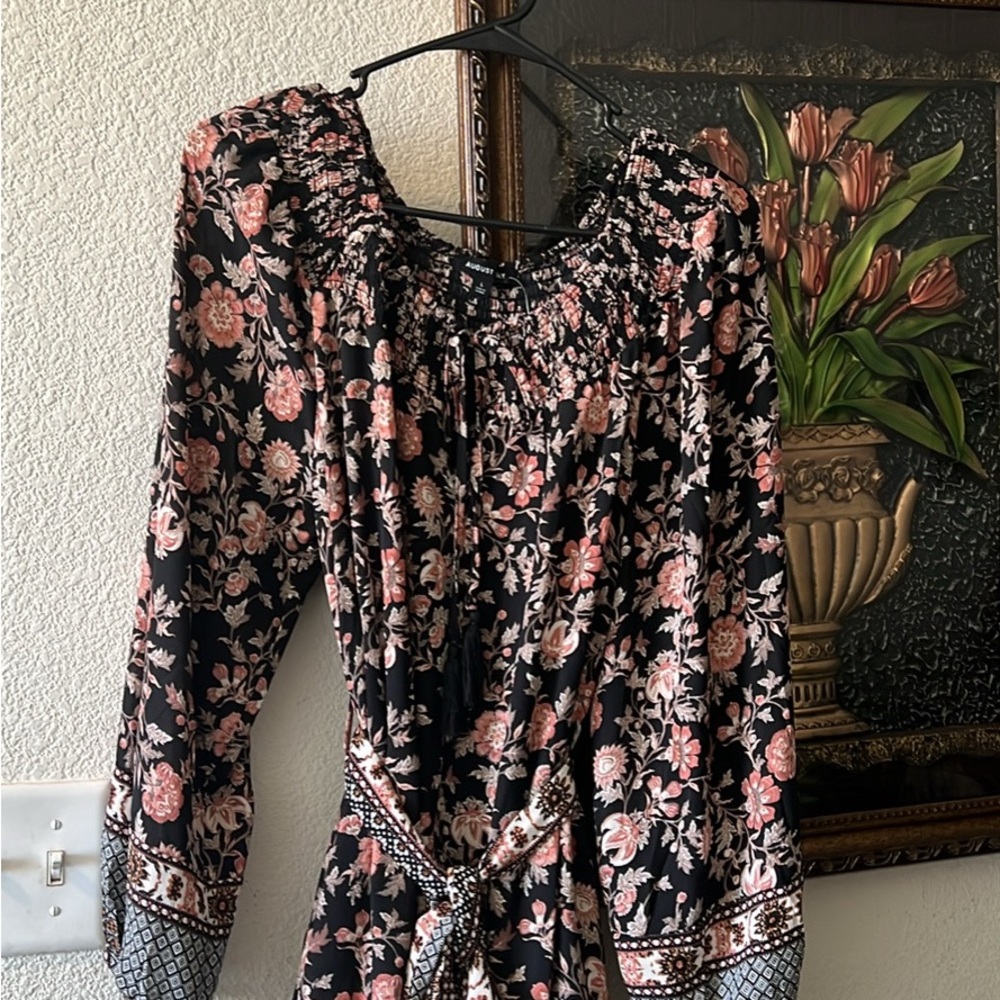 Floral Black and Pink Mini Dress